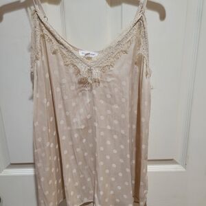 Polka Dot Lace Trim Camisole - Cream
